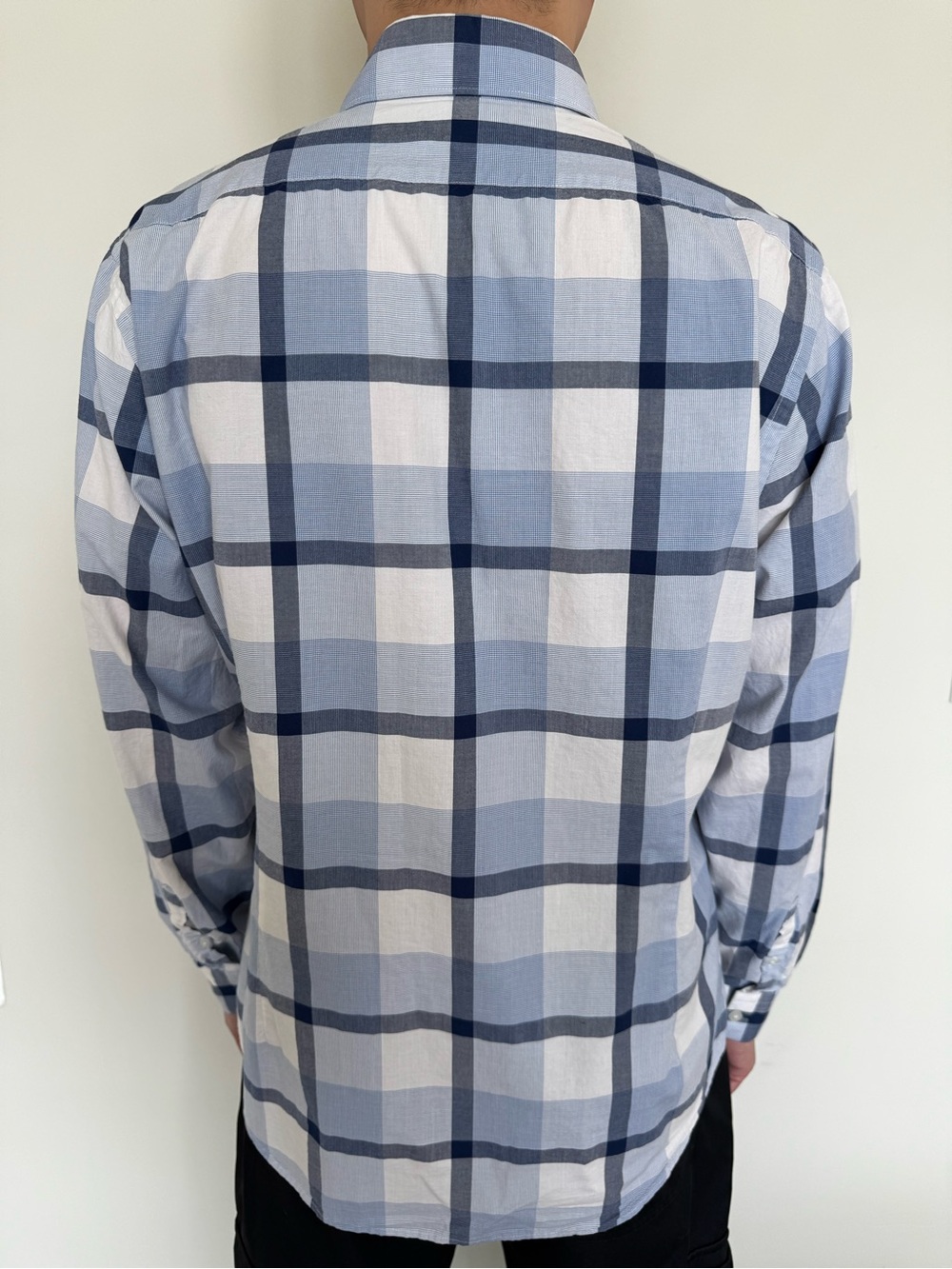 Express Blue and Navy Plaid Button-Down Shirt